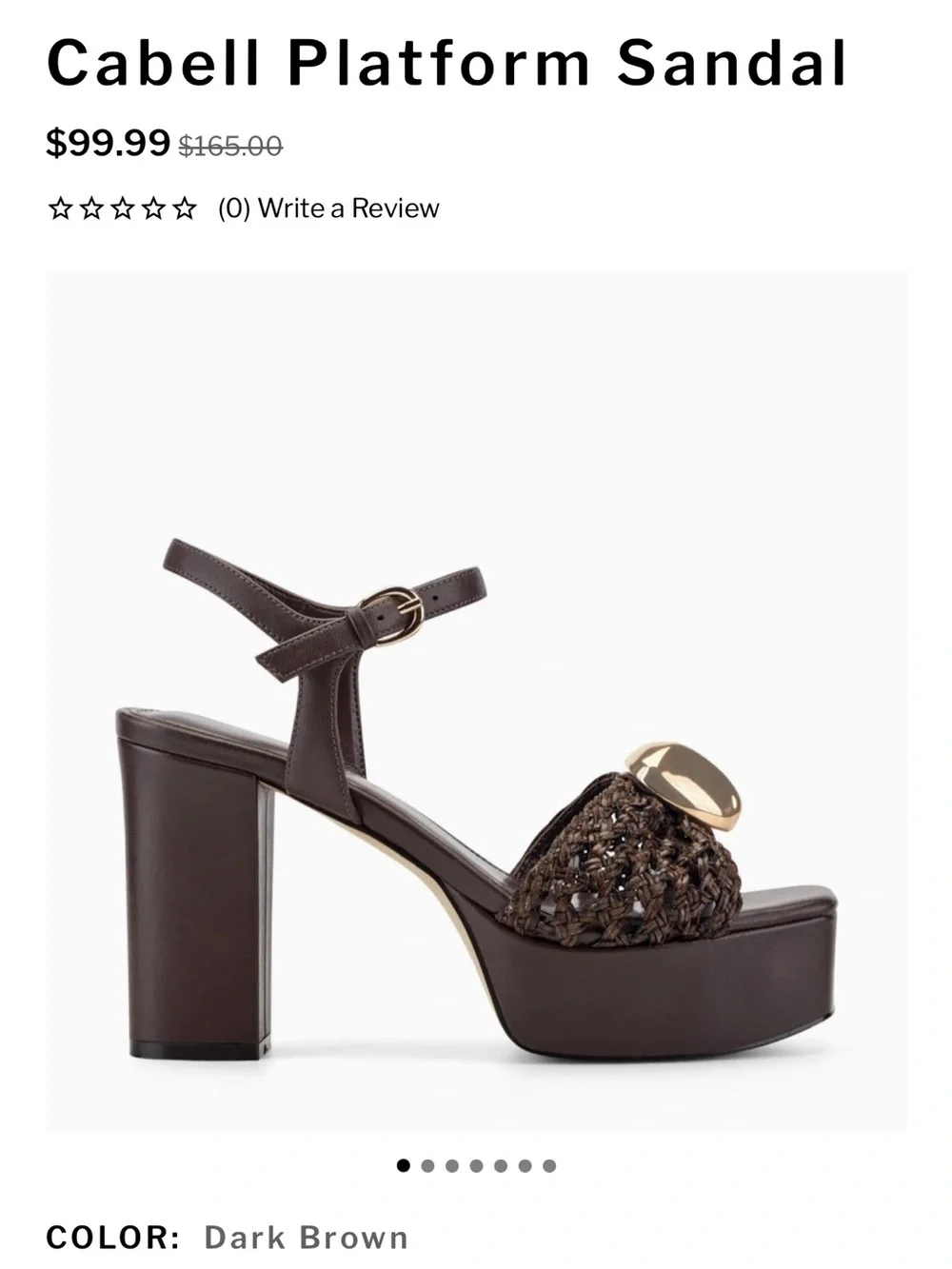 Marc Fisher Dark Brown Braided Platform Sandals with Gold Accent